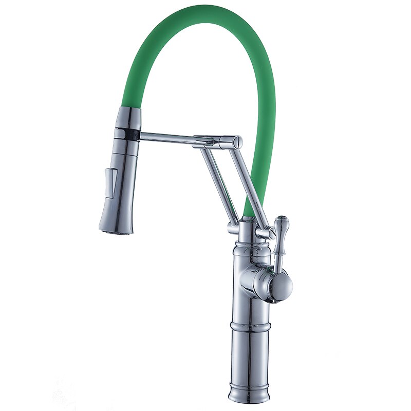 Black-Green  Articulating Kitchen Faucet with hose dual spray