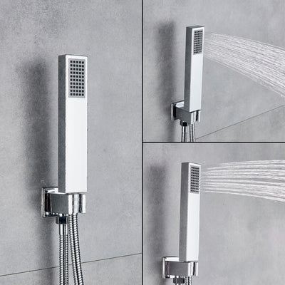 Chrome square rain head thermostatic 3 way function diverter shower kit