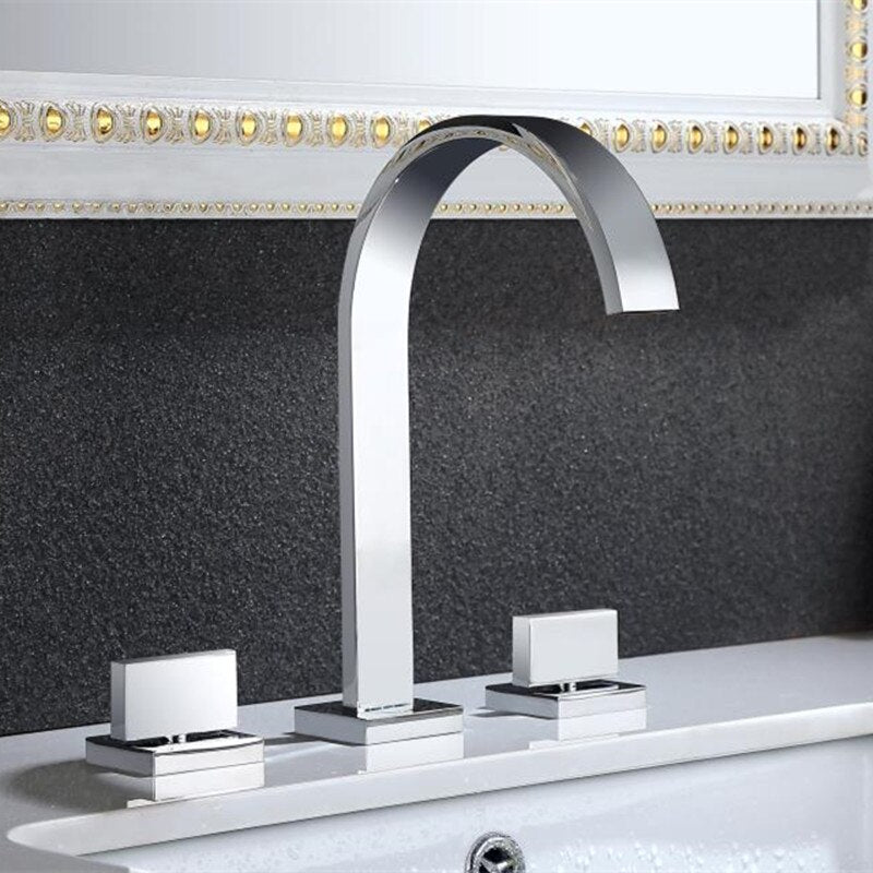 Chrome 8" inch widespread bathroom faucet