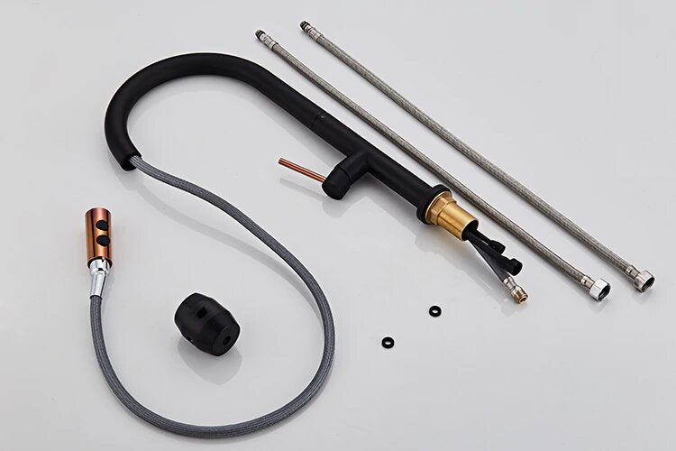 Black Rose Gold and  White Rose Gold Manual Pull Out  kitchen faucet