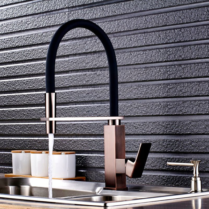 Cafe Brushed Copper - Brushed bronze Industrial Hose Nine Model Kitchen Faucet