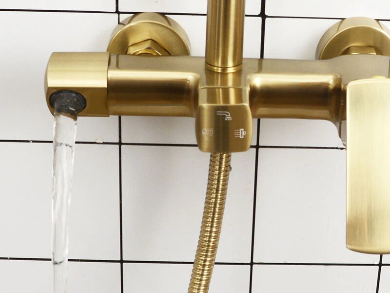 Brushed Gold Modern exposed 2 Way Shower system Kit