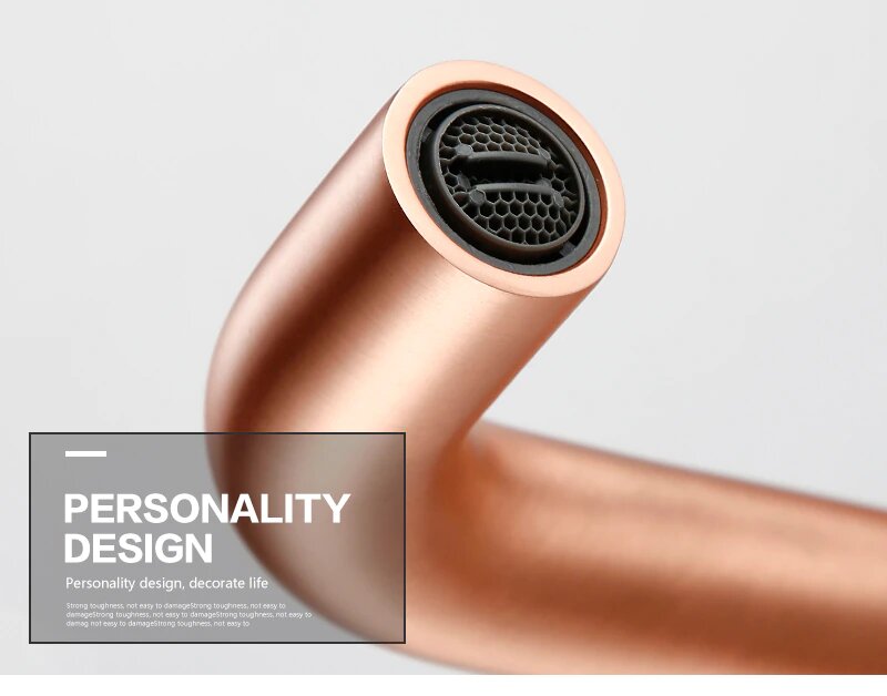 Brushed Rose Gold Wall Mounted Cross Handles Lavatory Faucet Set