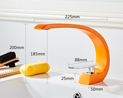 Orange Single Hole Bathroom Faucet