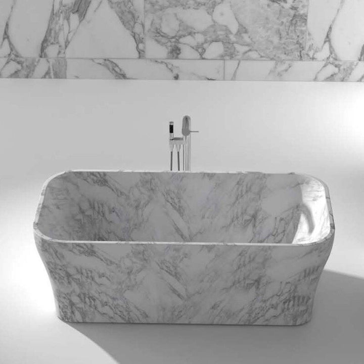 Natural Marble Stone Solid Freestanding Tub 62"
