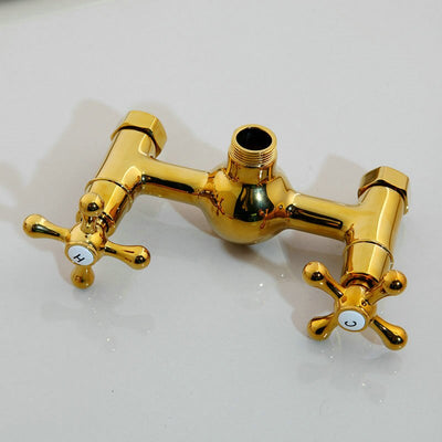 Gold brass polish Victoria exposed shower system kit