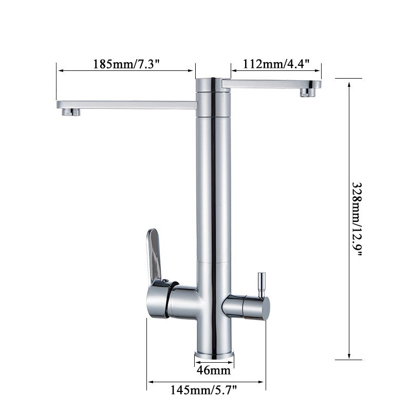 Quatro-2 way Chrome reverse osmosis water filter and kitchen faucet