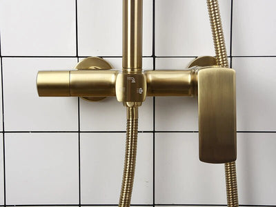 Brushed Gold Modern exposed 2 Way Shower system Kit