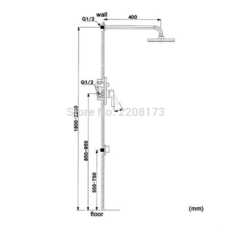 Brushed Nickel Round Rain Head 2 Way Diverter Pressure Balance Shower Set