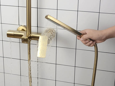 Brushed Gold Modern exposed 2 Way Shower system Kit