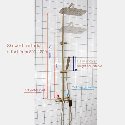 Brushed Gold Modern exposed 2 Way Shower system Kit