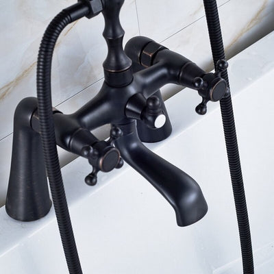 Victorian Clawfoot DeckMount Cross handle Bathtub Filler Faucet