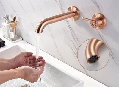 Copper Brushed Rose Gold Wallmounted Bathroom Faucet