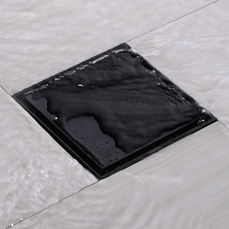 Black Matte Square solid brass 4" X 4" shower drain