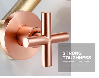 Copper Satin Wall Mounted Cross Handles Lavatory Faucet Set