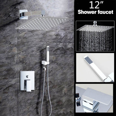 Brushed Nickel Square LED Rain Shower Kit 2 or 3 way function diverter kit