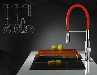Red Pull Out Kitchen Faucet