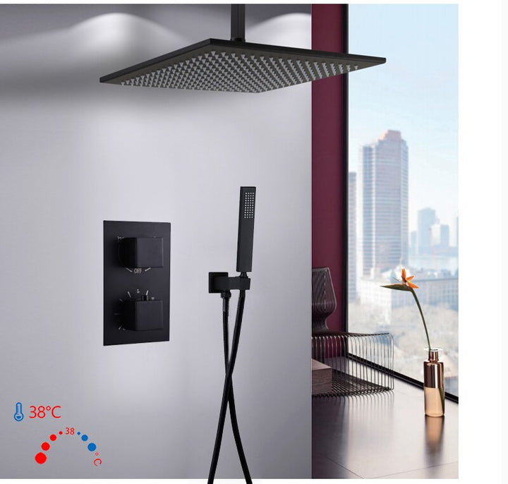 CSA certified- Black square Square 2 Way Thermostatic Shower Kit