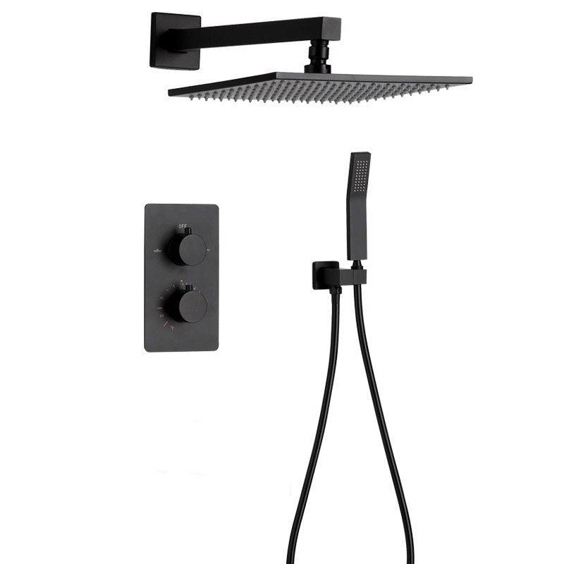 Black Thermostatic 2 Way Control Diverter Shower Kit