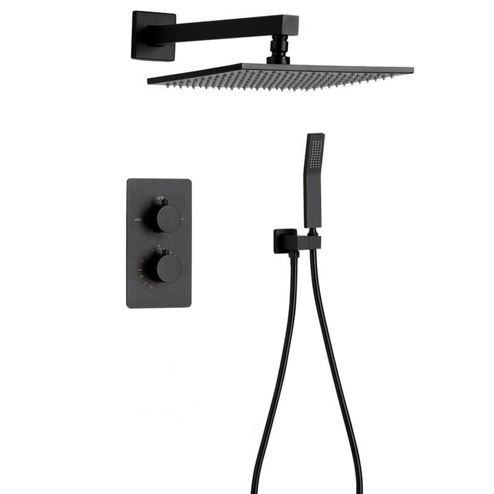 Black Thermostatic 2 Way Control Diverter Shower Kit