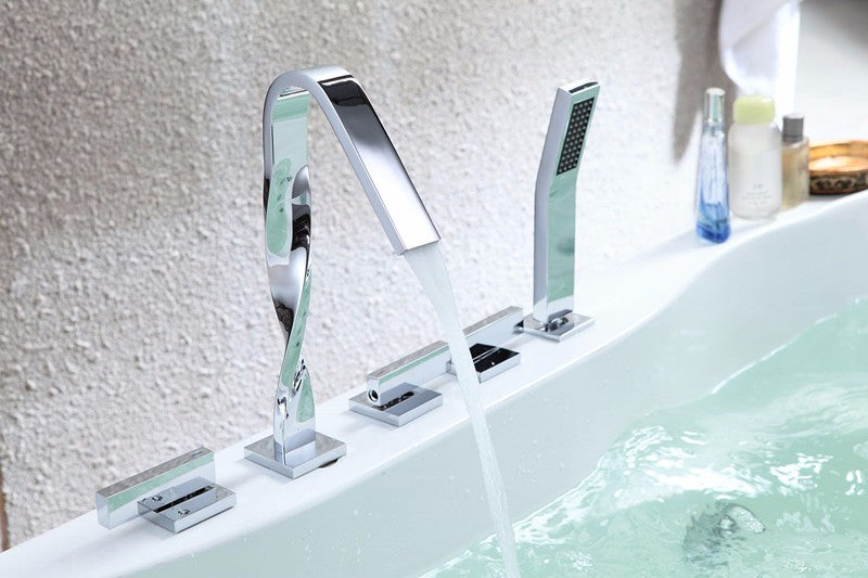 Twisted chrome deckmount bathtub filler faucets kit