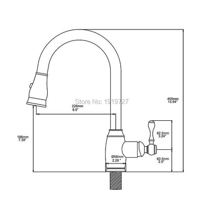 Traditional Victorian Kitchen Faucet with Pull Out Dual Sprayer