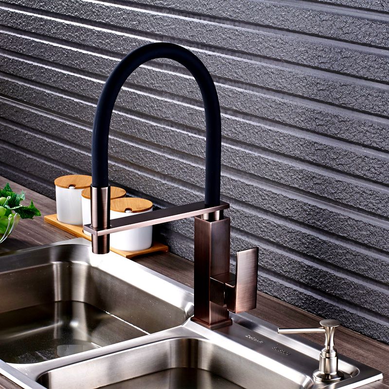 Cafe Brushed Copper - Brushed bronze Industrial Hose Nine Model Kitchen Faucet