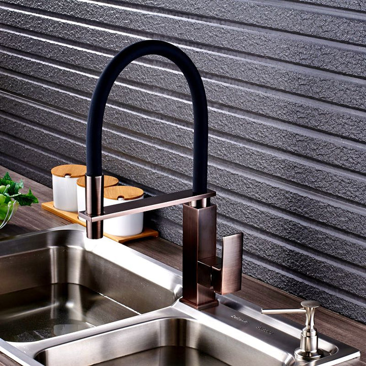 Cafe Brushed Copper - Brushed bronze Industrial Hose Nine Model Kitchen Faucet