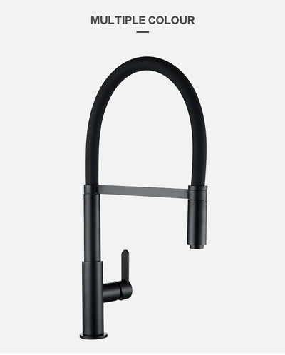 Sevilla-Black Euro Design Kitchen Faucet With Rubber Goose Neck Pull Out