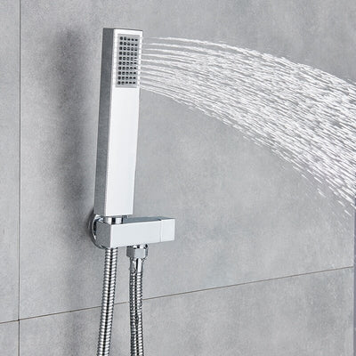 Chrome Waterfall shower head 3 way function diverter and thermostatic hand held with 6 body jets