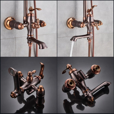 Rose gold polished Victorian Exposed 3 Way Shower System Kit