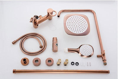 Rose Gold Polished Exposed 10 Inch Rain Head tub and shower kit
