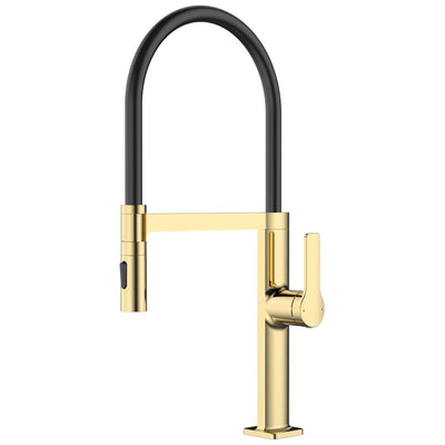 Barolo-Nordic design-Black with brushed gold -black matte-gun grey  tall 21" pull our dual spray kitchen faucet