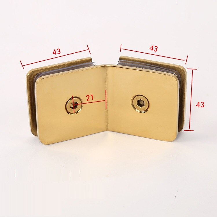 Brushed Gold Brass Shower Glass Door Hardware Hinges and Glass Door Cl ...