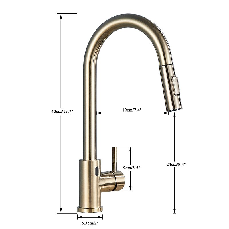 Brushed Gold Motion Sensor dual pull out sprayer kitchen faucet