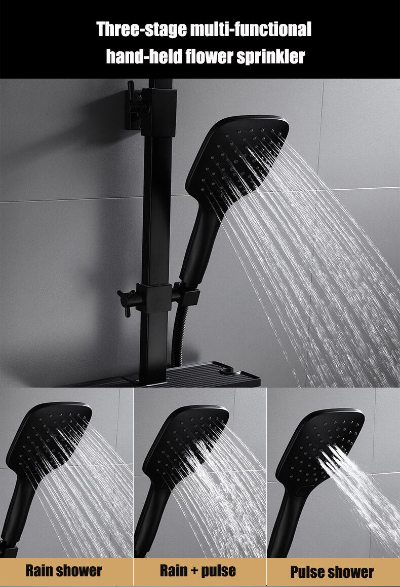 Black Matte Square 2 Way Shower Kit