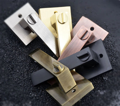 Copper Rose Gold Square Modern Bathroom Door Handle Lock