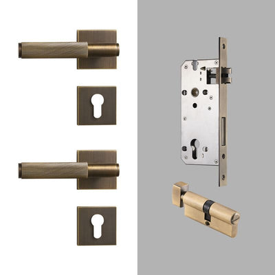 Brushed Gold Modern Interior Door Passage Lock Set