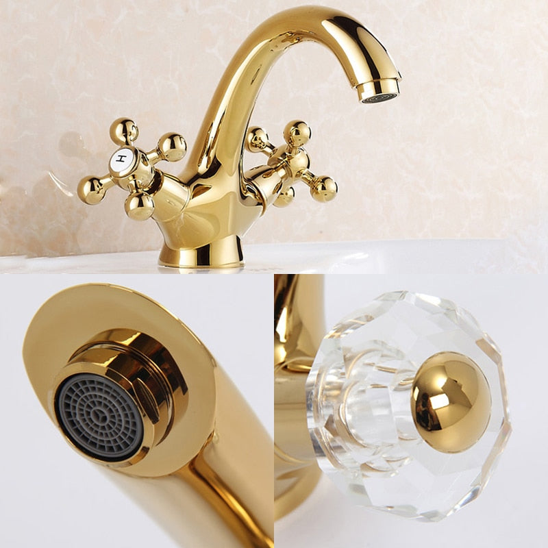 Gold polished brass Victoria single hole bathroom faucet