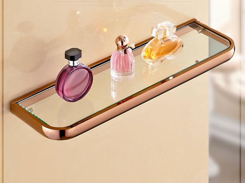 Rose gold polished bathroom accessories