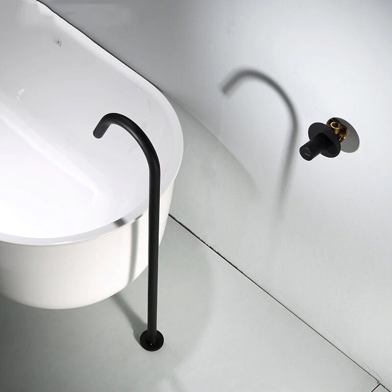 Black Matte freestanding No handle clean sleek euro design bathtub filler faucet