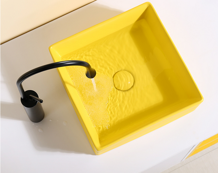 Yellow Square Vessel Sink