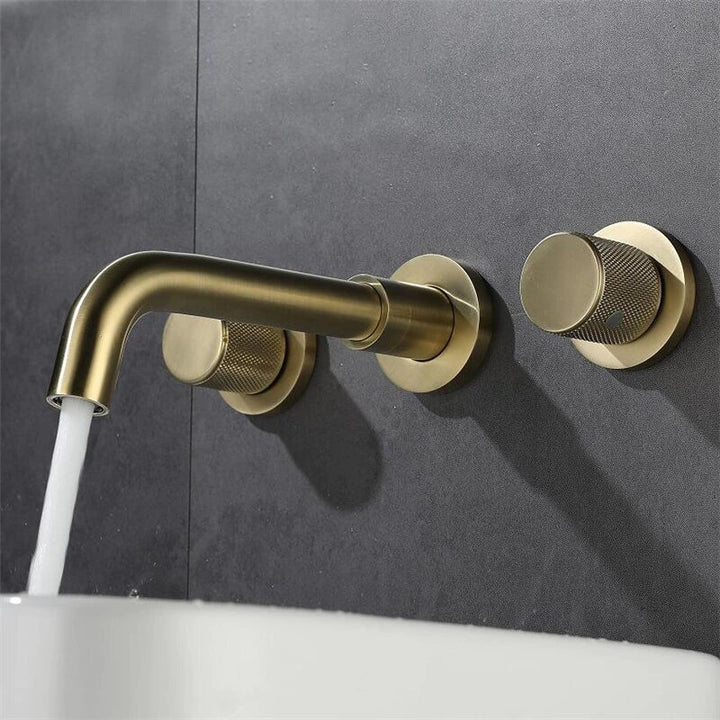 Roshen-Brushed Gold Wall Mounted Bathroom Faucet