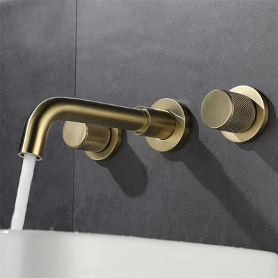 Brushed Gold Wall Mounted Bathroom Faucet