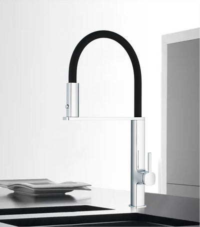 Cordoba-New Italian Design 2023 Black-Chrome Swivel and Dual Spray Pull Out Kitchen Faucet