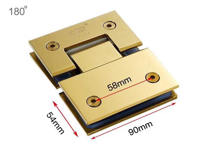 Brushed Gold Shower Glass Door Hinges hardware for 10mm to 12mm tempered glass door