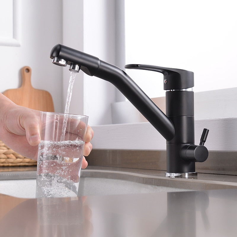 Chrome -Black Dual 2 way reverse osmisis and kitchen faucet