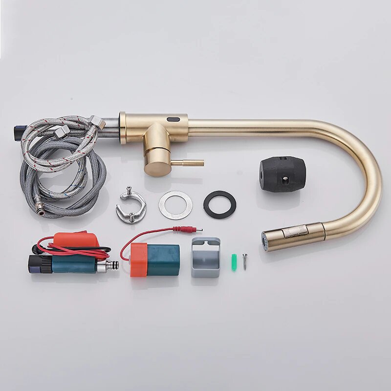 Brushed Gold Motion Sensor dual pull out sprayer kitchen faucet