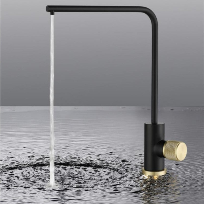 Black with brushed gold tone reverse osmosis water filter faucet