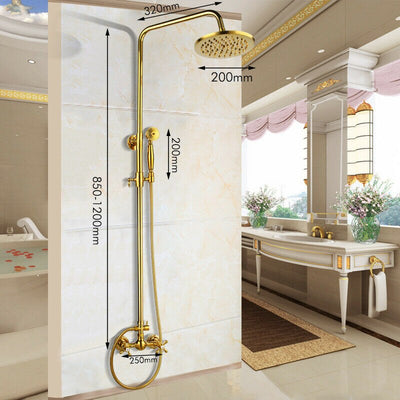 Gold brass polish Victoria exposed shower system kit